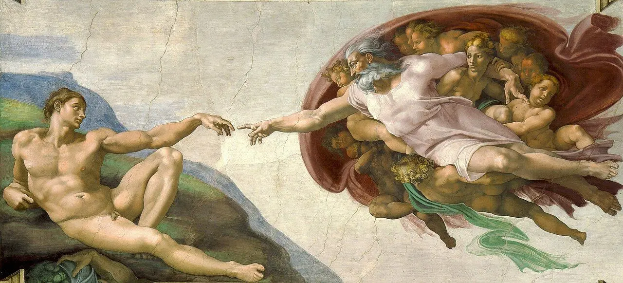 The Creation of Adam — Michelangelo, Sistine Chapel ceiling (cropped)